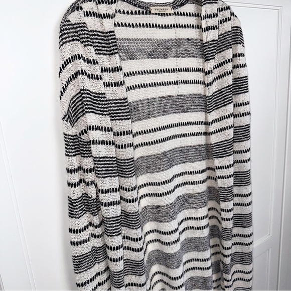 Promesa Navy Stripe Longline Duster cardigan Lightweight - Picture 11 of 11